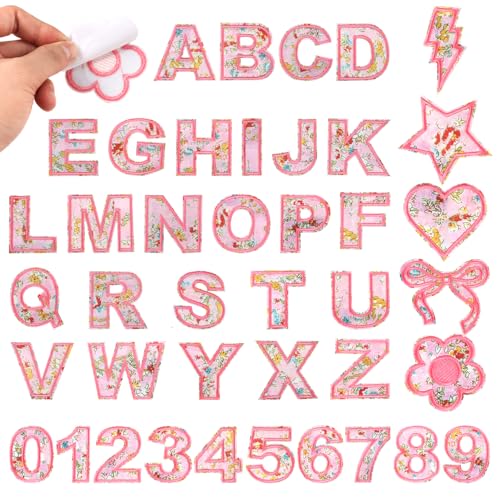 Buchstaben-Aufnäher, selbstklebend, für Kinderkleidung: Rosa, 41 Stück, Blumen, Herz-Buchstaben, Aufkleber, A-Z, Alphabet-Applikation – Blumenstoff, Buchstaben, Patches zum Aufkleben auf Jacken, Jeans Buchstaben-Aufnäher, selbstklebend, für Kinderkleidung: Rosa, 41 Stück, Blumen, Herz-Buchstaben, Aufkleber, A-Z, Alphabet-Applikation – Blumenstoff, Buchstaben, Patches zum Aufkleben auf Jacken, Jeans von KEOGONG