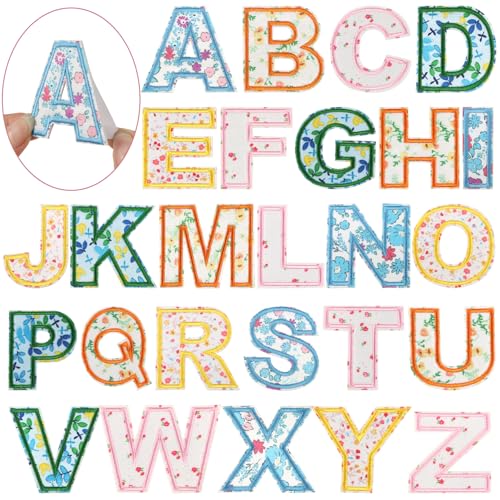 Buchstabenaufnäher selbstklebend für Kinderkleidung: Bunte 26 Stück Blumen-Buchstaben-Aufnäher, Aufkleber A-Z, Alphabet-Applikation – Blumenstoff, Buchstaben, Patches zum Aufkleben auf Jacken, Jeans Buchstabenaufnäher selbstklebend für Kinderkleidung: Bunte 26 Stück Blumen-Buchstaben-Aufnäher, Aufkleber A-Z, Alphabet-Applikation – Blumenstoff, Buchstaben, Patches zum Aufkleben auf Jacken, Jeans von KEOGONG
