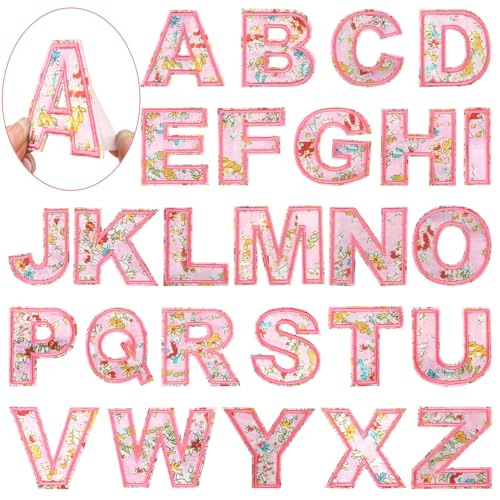 Buchstabenaufnäher selbstklebend für Kinderkleidung: Rosa, 26 Stück, Blumen-Buchstaben-Aufnäher, Aufkleber A-Z, Alphabet-Applikation – niedliche Stoff-Buchstaben, Patches zum Aufkleben auf Jacken Buchstabenaufnäher selbstklebend für Kinderkleidung: Rosa, 26 Stück, Blumen-Buchstaben-Aufnäher, Aufkleber A-Z, Alphabet-Applikation – niedliche Stoff-Buchstaben, Patches zum Aufkleben auf Jacken von KEOGONG