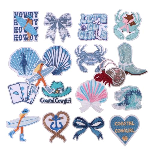 Coastal Cowgirl Aufnäher zum Aufbügeln, Sommer Ozean bestickte Patches für Mädchen, Stickerei Patch für Kleidung, Jacken, Hüte, Jeans, Strandtaschen Coastal Cowgirl Aufnäher zum Aufbügeln, Sommer Ozean bestickte Patches für Mädchen, Stickerei Patch für Kleidung, Jacken, Hüte, Jeans, Strandtaschen von KEOGONG