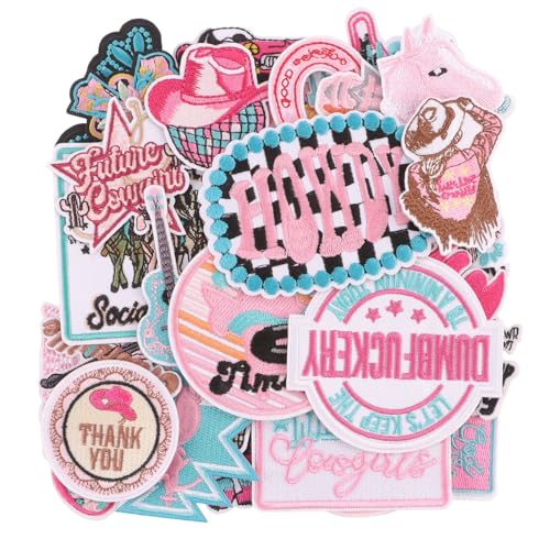 Cowgirl-Aufnäher zum Aufbügeln, bestickt, für Hüte, Kleidung, Jacken, Jeans, Hosen, Rucksäcke, Dekorationen, 36 Stück von KEOGONG