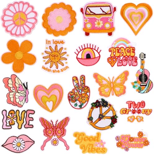 Hippie bestickte Patches, niedliche Boho-Aufnäher zum Aufbügeln oder Aufnähen, Dekor-Patches für Rucksäcke, Kleidung, Jacken, Jeans, Hüte von KEOGONG