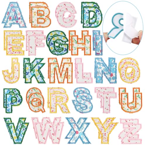 Selbstklebende Buchstabenaufnäher für Kinderkleidung: bunte Buchstaben-Aufnäher, 52 Stück, Blumen-Buchstaben-Applikation – Blumenstoff, Buchstaben, Flicken zum Aufkleben auf Jacken, Jeans, Hüte Selbstklebende Buchstabenaufnäher für Kinderkleidung: bunte Buchstaben-Aufnäher, 52 Stück, Blumen-Buchstaben-Applikation – Blumenstoff, Buchstaben, Flicken zum Aufkleben auf Jacken, Jeans, Hüte von KEOGONG