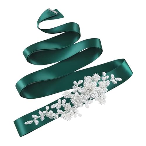 S484 Mode Braut Gürtel Hochzeit Zubehör Weiße Perle Perlen Blume Schärpe Damen Party Kleider Zubehör Applikationen-dunkelgrünes Band S484 Mode Braut Gürtel Hochzeit Zubehör Weiße Perle Perlen Blume Schärpe Damen Party Kleider Zubehör Applikationen-dunkelgrünes Band von KEOJI