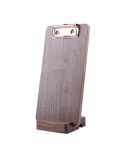 Klemmbrett aus massivem Hartholz mit Ständer, Menühalter aus Holz für Restaurants, Tischständer, Quittungshalter für Bartheken, freistehende Klemmbretter A4 mit Metallklammer mit hoher Kapazität Klemmbrett aus massivem Hartholz mit Ständer, Menühalter aus Holz für Restaurants, Tischständer, Quittungshalter für Bartheken, freistehende Klemmbretter A4 mit Metallklammer mit hoher Kapazität von KEONOV