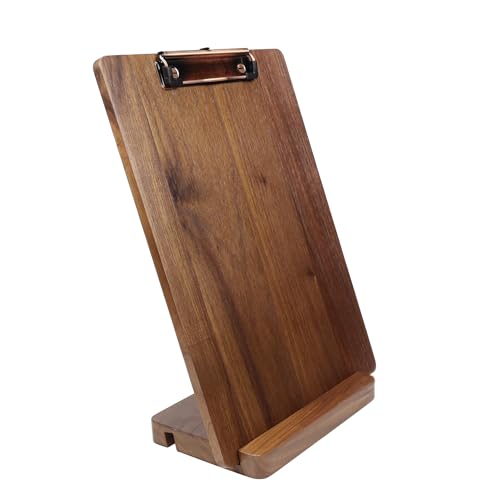 Klemmbrett aus massivem Hartholz mit Ständer, Menühalter aus Holz für Restaurants, Tischständer, Quittungshalter für Bartheken, freistehende Klemmbretter A4 mit Metallklammer mit hoher Kapazität Klemmbrett aus massivem Hartholz mit Ständer, Menühalter aus Holz für Restaurants, Tischständer, Quittungshalter für Bartheken, freistehende Klemmbretter A4 mit Metallklammer mit hoher Kapazität von KEONOV