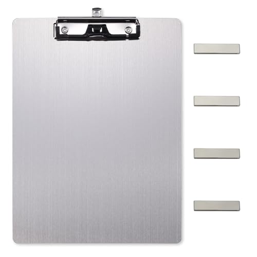 Magnetische Klemmbretter aus Edelstahl, Metallklemmbretter mit flachem 304-Clip, schwarze Tafeln für den Kühlschrank, Kochrezept-Schienen, Nachrichten-Tafeln (A4) von KEONOV