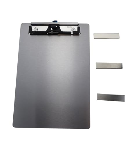 Magnetische Klemmbretter aus Edelstahl, Metallklemmbretter mit flachem 304-Clip, schwarze Tafeln für den Kühlschrank, Kochrezept-Schienen, Nachrichten-Tafeln (A5) von KEONOV