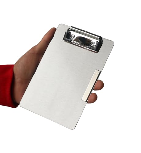 Magnetische Klemmbretter aus Edelstahl, Metallklemmbretter mit flachem 304-Clip, schwarze Tafeln für den Kühlschrank, Kochrezept-Schienen, Nachrichten-Tafeln (A6) von KEONOV