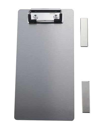 Magnetische Klemmbretter aus Edelstahl, Metallklemmbretter mit flachem 304-Clip, schwarze Tafeln für den Kühlschrank, Kochrezept-Schienen, Nachrichten-Tafeln (A7) von KEONOV