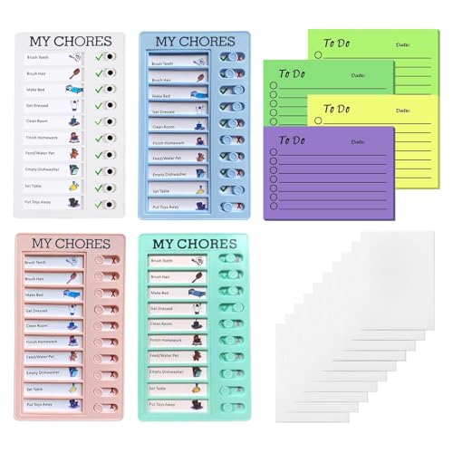 4 Pcs To Do Liste Kinder Wochenplaner Kinder mit 200 Haftnotizen,10 Blankokarten Aufgabenplaner Morgen Abend Planungshilfe für Kinder Erwachsene Zeitplan Lernplanung von KEORHEZ