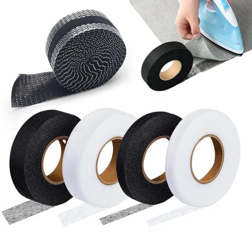 5 Stücke Saumband Zum Aufbügeln Bügelband Für Vorhänge Ohne Nähen Bügelband (Schwarz Und Weiß) Zum Reparieren Und Ausbessern Des Saums Von Stoffen Vorhängen Hosen Jeans Breite 1 cm 2 cm 2.5 cm von KEORHEZ