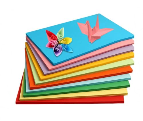 500 Bögen Bastelpapier, Origami Papier, Erhältlich in 5 Größen und 10 Farben, Ideal für Heimwerker- und Bastelprojekte und Somit Die Ideale Wahl für Kreative Aktivitäten (70 G/M²) von KEORHEZ