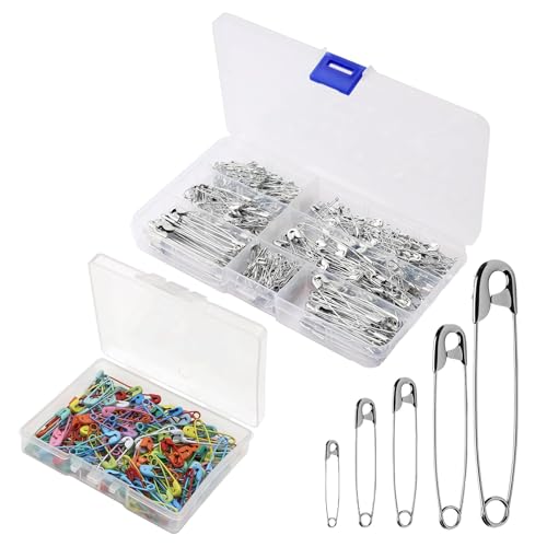 610 Stück Sicherheitsnadeln Set in 5 Größen19mm-55mm Silber 19mm Farbe Metall Rostbeständig Safety Pins Geeignet Für Kleidung Nähen Basteln Und Schmuckherstellung von KEORHEZ