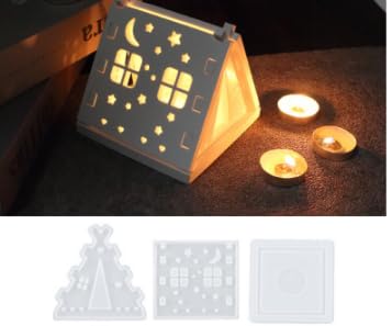 Silikonformen Weihnachten, Gießformen Silikon Haus Weihnachten Kerzenhalter,Epoxidharz Formen, Einfache Entformung, Kerzenhalter Deko, Heimdekoration(Schneeflocken, Weihnachtsbaum, kleines Haus) von KEORHEZ