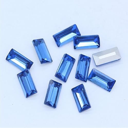 100 Stück, 3 x 7 mm, Farbe, rechteckig, mit spitzer Rückseite, ausgefallener Stein, facettiertes Kristallglas, Diamante, Strass, Nagelkunst, Edelsteine, Schmuckherstellung, Perlen – mittlerer Saphir von KEOU
