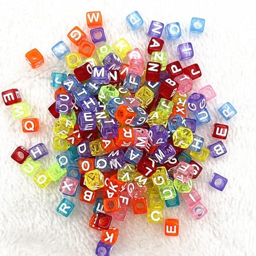 100 Stück 7 x 4 mm 6 x 6 mm gemischte Alphabet-Buchstaben-Perlen, Charms-Perlen für die Herstellung von Schmuck, handgefertigten Armbändern, Zubehör, 70 von KEOU