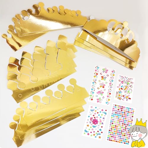 16Pcs Geburtstagskrone Kinder, Goldene Papierkronen mit Glitzersteine Selbstklebend Geburtstagsparty Zubehör, Papier Krone Partyhüte Kindergeburtstag Set DIY Bastelset für Baby Shower&Geburtstagsfeier 16Pcs Geburtstagskrone Kinder, Goldene Papierkronen mit Glitzersteine Selbstklebend Geburtstagsparty Zubehör, Papier Krone Partyhüte Kindergeburtstag Set DIY Bastelset für Baby Shower&Geburtstagsfeier von KEPKKU