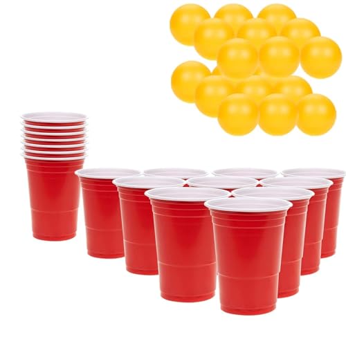 KEPLIN Beer Pong Spiel – 36-teiliges Set | Wiederverwendbare rote Becher und Tischtennisbälle | lustiges amerikanisches Spiel für Erwachsene | geeignet für Junggesellenabschiede, Grillabende, KEPLIN Beer Pong Spiel – 36-teiliges Set | Wiederverwendbare rote Becher und Tischtennisbälle | lustiges amerikanisches Spiel für Erwachsene | geeignet für Junggesellenabschiede, Grillabende, von KEPLIN