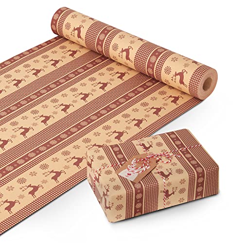 KEPLIN Geschenkpapierrolle – festliches Kraftpapier in Premium-Qualität – knitterarm mit einzigartigen Designs – Mehrzweck-Geschenkpapier für Geschenke, Kunst- und Bastelprojekte und Weihnachten (44,5 von KEPLIN