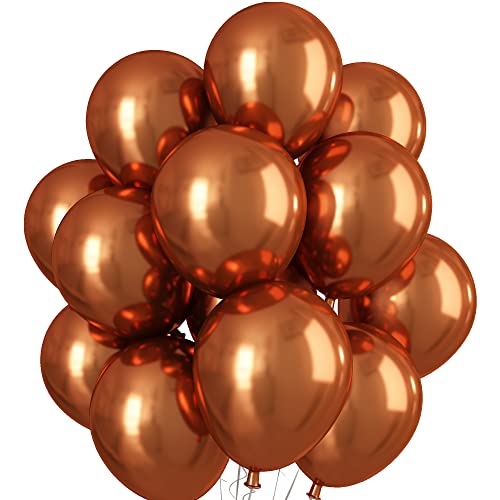 Luftballons Orange Metallic, Doppellagige Luftballons 12 Zoll Metallic Ballons Burnt Orange Luftballons, Glänzendes Chrom Orange Luftballon Set Partyballons für Geburtstag Hochzeit Party Dekoration von KEPMOV