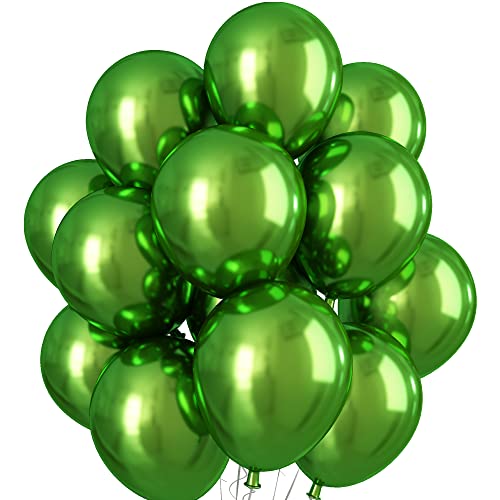 Luftballons Grün Metallic, Doppellagige Luftballons 12 Zoll Metallic Ballons Hellgrün Luftballons, Glänzendes Chrom Hell Grüne Luftballon Set Partyballons für Geburtstag Hochzeit Party Dekoration von KEPMOV