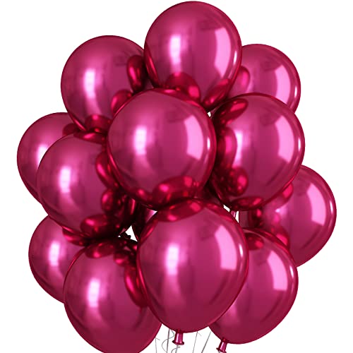 Luftballons Rosa Metallic, Doppellagige Luftballons 12 Zoll Metallic Rosa Ballons, Glänzendes Chrom Rosé Rot Luftballon Set Partyballons für Frau Mädchen Geburtstag Hochzeit Party Dekoration von KEPMOV
