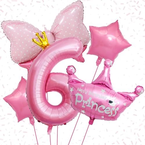 6 Geburtstag Mädchen, Rosa Geburtstag 6 Jahre Mädchen, Deko 6. Geburtstag Mädchen, Geburtstagsdeko 6 Jahre Mädchen, Geburtstagsdeko Mädchen 6 Jahr, Schmetterling Krone Folienballons Deko von KEPMOV