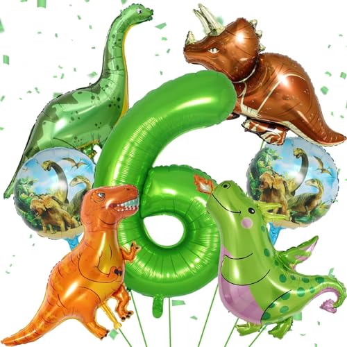 Dino Geburtstag Deko 6 Jahre, Geburtstagsdeko 6 Jahre Junge, Dino Luftballons Geburtstag 6 Geburtstag Deko 6 Jahre Dino Deko Kindergeburtstag, Dinosaurier Geburtstag Deko, Grün Dino Folienballons von KEPMOV