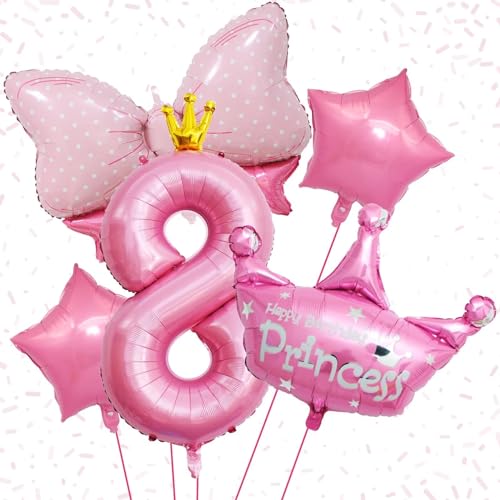 Geburtstagsdeko Mädchen 8 Jahre, Rosa 8. Geburtstag Mädchen, Geburtstagsdeko 8 Jahre Mädchen, Geburtstag Mädchen 8 Jahre, Deko 8 Geburtstag, 8 Jahr Geburtstag, Schmetterling Krone Folienballons von KEPMOV