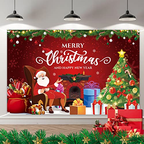 KEPMOV Weihnachten Banner Rot, Groß Weihnachtsmann Banner Weihnachten, Weihnachten Hängen Banner Dekoration, Weihnachtsfeier Foto Stand Hintergrund Banner für Haus Wand Veranda Indoor Outdoor Deko KEPMOV Weihnachten Banner Rot, Groß Weihnachtsmann Banner Weihnachten, Weihnachten Hängen Banner Dekoration, Weihnachtsfeier Foto Stand Hintergrund Banner für Haus Wand Veranda Indoor Outdoor Deko von KEPMOV