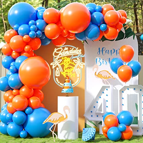 Luftballon Girlande Blau Orange, 100 Stück Orange Blau Ballon Girlande mit 18/12/10/5 Zoll Ballons für Jungen Geburtstag Babyparty Weltraum Party Verlobung Bachelorette Jubiläum Partydekoration von KEPMOV