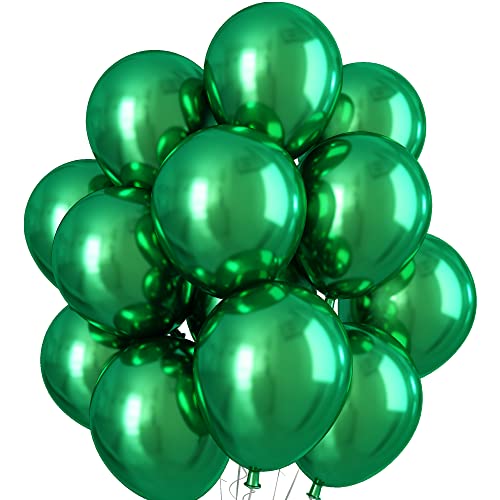 Luftballons Grün Metallic, Doppellagige Dunkelgrün Luftballons 12 Zoll Metallic Ballons, Glänzendes Chrom Dunkelgrüne Luftballon Set Partyballons für Geburtstag Hochzeit Party Dekoration von KEPMOV