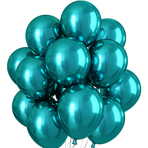 Luftballons Türkis Metallic, Doppellagige Luftballons 12 Zoll Metallic Blau Ballons Teal Blau Luftballons, Glänzendes Chrom Blaue Luftballons Partyballons für Geburtstag Hochzeit Party Dekoration von KEPMOV