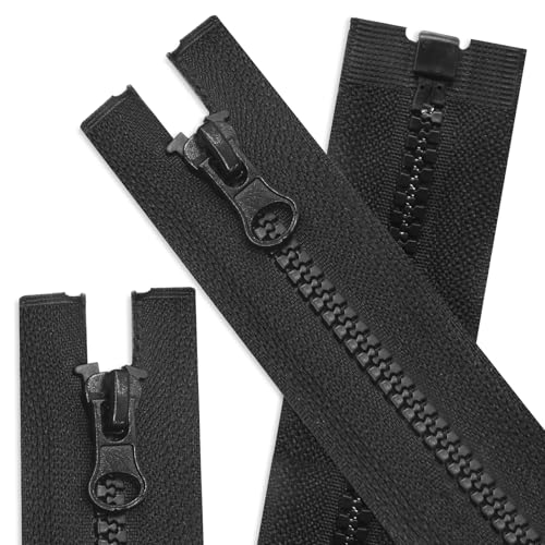 4 Stück Teilbare Reißverschlüsse Nr.5 – 70 cm Länge × 34 mm Breite, Kunststoff-Reißverschluss für Jacken, Mäntel & Daunenjacken, Schwarz, Universalersatz von KEQGPCBE