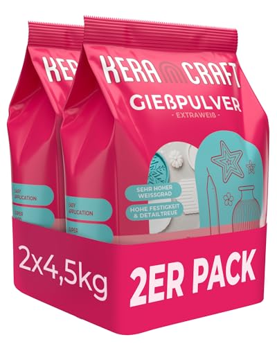 Keracraft Gießpulver weiß 2x4,5kg - Reliefgießpulver weiß für kreative Projekte von KERACRAFT