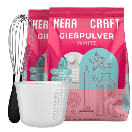 Keracraft Gießpulver weiß 2x4,5kg - Reliefgießpulver weiß für kreative Projekte von KERACRAFT