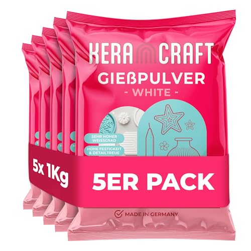 Keracraft Gießpulver weiß 5x1kg - Reliefgießpulver weiß für kreative Projekte von KERACRAFT