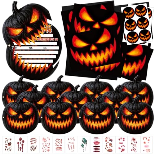 KERANEET 12 Stück Halloween Einladungskarten Kürbis Halloween Party Einladungen Halloweens Einladungskarten Kinder mit Umschlägen und Aufklebern für Gruselig Kürbis Schwarz Halloweens Mottoparty KERANEET 12 Stück Halloween Einladungskarten Kürbis Halloween Party Einladungen Halloweens Einladungskarten Kinder mit Umschlägen und Aufklebern für Gruselig Kürbis Schwarz Halloweens Mottoparty von KERANEET