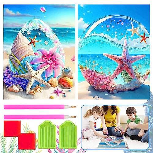 KERANEET 5D Diamond Painting Strand Meer Diamonds Painting Erwachsene Kinder Diamond Painting Bilder Strand Meer für DIY Full Diamant Malen Nach Zahlen für Wohnzimmer Schlafzimmer Büro Dekor 30x40cm von KERANEET