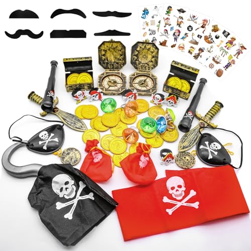 KERANEET 64 Stück Piraten Kindergeburtstag Piraten Deko Kindergeburtstag Piraten Mitgebsel Kindergeburtstag Piraten Party Kindergeburtstag Piraten Deko Mitgebsel Kindergeburtstag für Mädchen Jungen von KERANEET