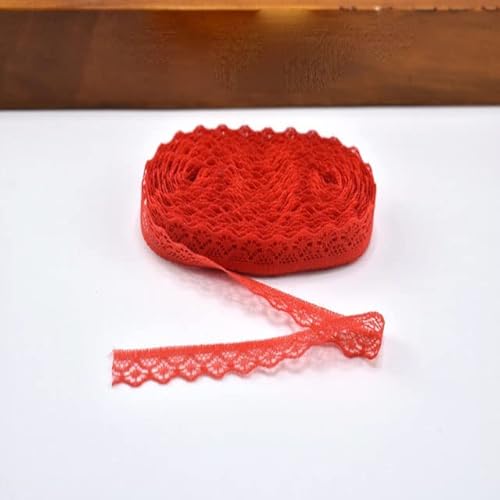 10Yard Spitzenbesatzband 14mm Breite afrikanischer Spitzenstoff weiße Baumwollspitze für DIY Nähen Stickerei Heimtextilien Zubehör-rot 10Yard Spitzenbesatzband 14mm Breite afrikanischer Spitzenstoff weiße Baumwollspitze für DIY Nähen Stickerei Heimtextilien Zubehör-rot von KERAXL