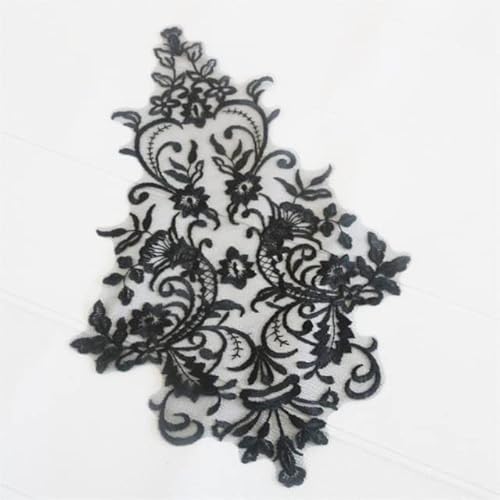 1pc 44X 26CM Ivory Gold Rayon Hochzeitskleid Rückenteil Schnürung Spitzenapplikationen Spitzenbesatz Hochzeitskleid DIY Spitze Accessorie BD0301-schwarz 1pc von KERAXL