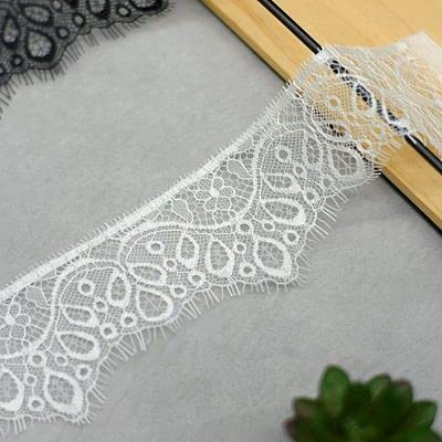 3 Meter Weiß/Schwarz Unterwäsche Wimpern Spitzenband Breite 14 cm DIY weibliches Modell Spitzenborte Afrikanischer Spitzenstoff Hochzeitsdekoration - Weiß 65 mm von KERAXL