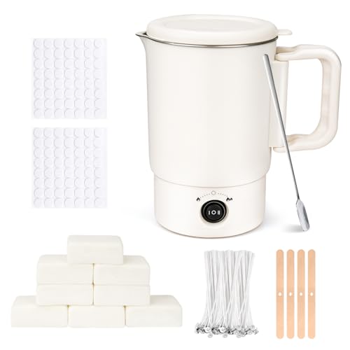 Kerzen Selber Machen Set, DIY Kerzenherstellung Kit für Erwachsene Anfänger Kinder mit 8 * 60g weiße Wachswürfel,100*Docht,Zauberpapier,Kerzendocht,DIY Sojawachs Kerzen Kit von KERCAMKEL