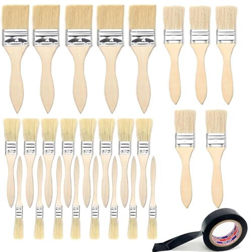 Flachpinsel Set, Pinselset mit 26 Stück, 12/25/38/50 mm Breite, Malerpinsel Set mit Holzgriff, Pinsel Set für Farben Lack Klebstoffe, Flachpinsel Lasurpinsel für DIY, Malerbedarf zum Streichen Flachpinsel Set, Pinselset mit 26 Stück, 12/25/38/50 mm Breite, Malerpinsel Set mit Holzgriff, Pinsel Set für Farben Lack Klebstoffe, Flachpinsel Lasurpinsel für DIY, Malerbedarf zum Streichen von KERDEETE