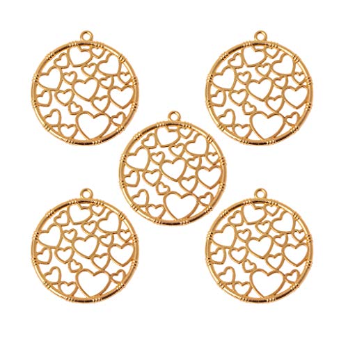 KERDEJAR Offene Lünette Charm, 5 Stück, runder Herz-Anhänger, Metallrahmen, blanko, Lünettenfassung, UV-Harz, Schmuck, DIY Gold KERDEJAR Offene Lünette Charm, 5 Stück, runder Herz-Anhänger, Metallrahmen, blanko, Lünettenfassung, UV-Harz, Schmuck, DIY Gold von KERDEJAR