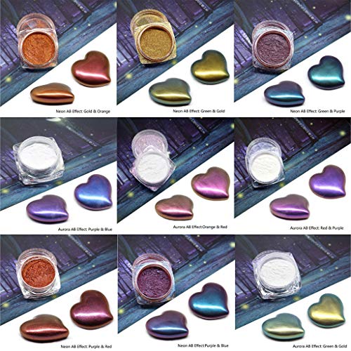 KERDEJAR Pigment, 9 Farben, magisches Harz, Chamäleons, Pigmentspiegel, Regenbogenperlen, Pulver, Farbstoff, Epoxidharz, Glitzerharz, Schmuckherstellungs-Set KERDEJAR Pigment, 9 Farben, magisches Harz, Chamäleons, Pigmentspiegel, Regenbogenperlen, Pulver, Farbstoff, Epoxidharz, Glitzerharz, Schmuckherstellungs-Set von KERDEJAR