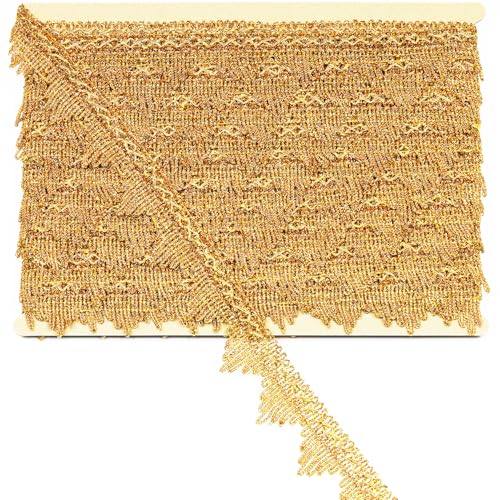 Länge 12 Meter Breite 4,8 cm, Bastelband verzierter Gimpen-Bordüre für Performance-Kostüme oder Schmuck, Basteln und Nähen (Gold) von KERGAEN