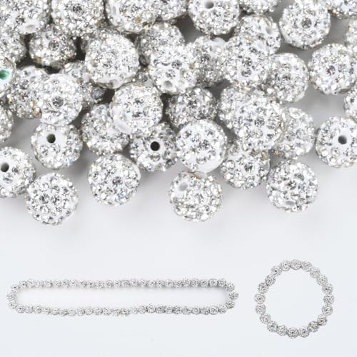 100 Stück 10 mm Strass-Ton-Perlen zum Basteln, Eis-Kollektion, Baseball-Bling-Stil, rundes Shamballa-Discokugel-Design, ausgefallenes Funkeln für selbstgemachte Halsketten, Schmuckherstellung, 100 Stück 10 mm Strass-Ton-Perlen zum Basteln, Eis-Kollektion, Baseball-Bling-Stil, rundes Shamballa-Discokugel-Design, ausgefallenes Funkeln für selbstgemachte Halsketten, Schmuckherstellung, von KESOCORAY